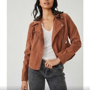 NWT Free People Harriett Vegan Suede Hooded Jacket / Tortoise Shell